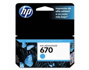 Cartucho de Tinta  HP 670 Cyan 300 Páginas 3525 - CZ114A