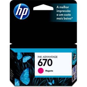 Cartucho de Tinta HP 670 Magenta 300 Páginas 3525 - CZ115A