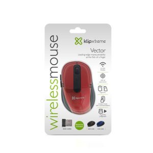 Mouse KlipX Mouse 6-button Opt 1600dpi Wireless Red - KMW-330RD
