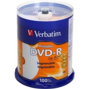 DVD-R VERBATIM IMPRIMIBLE 4.7GB CAKE 100 UN 16X (98491)