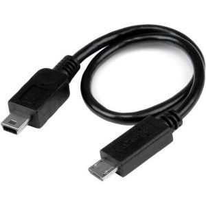 Cable Startech USB OTG de 20cm - Cable Adaptador Micro USB a Mini - UMUSBOTG8IN