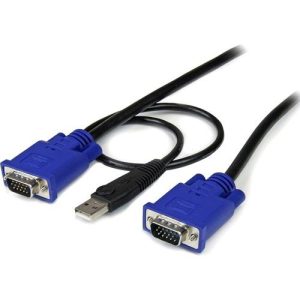 Cable KVM de 1 8m Ultra Delgado 2-en-1 VGA USB - HD15 Macho - SVECONUS6 - STARTE