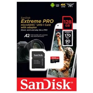 Tarjeta SanDisk Extreme 128gb microSD w/SDXC w/adpt C10U3V30 - SDSQXA1-128G-GN6AA