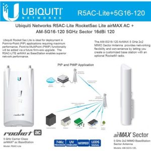 Access Point R5AC-LITE - UBQ Estacion Base Rocket 5GHz 2xRP-SMA
